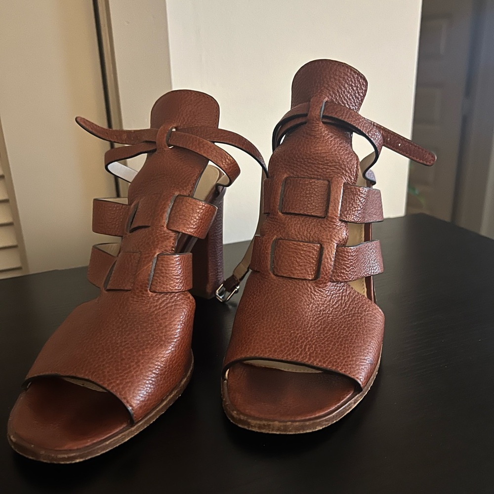 Via Spiga Brown Leather Women Sandals